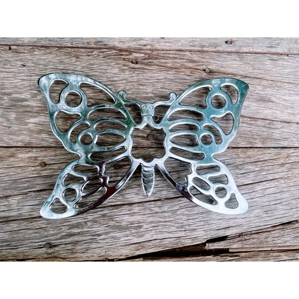 Vintage 1970s Metal Butterfly Footed Trivet Leonard Italy - Picture 11 of 12